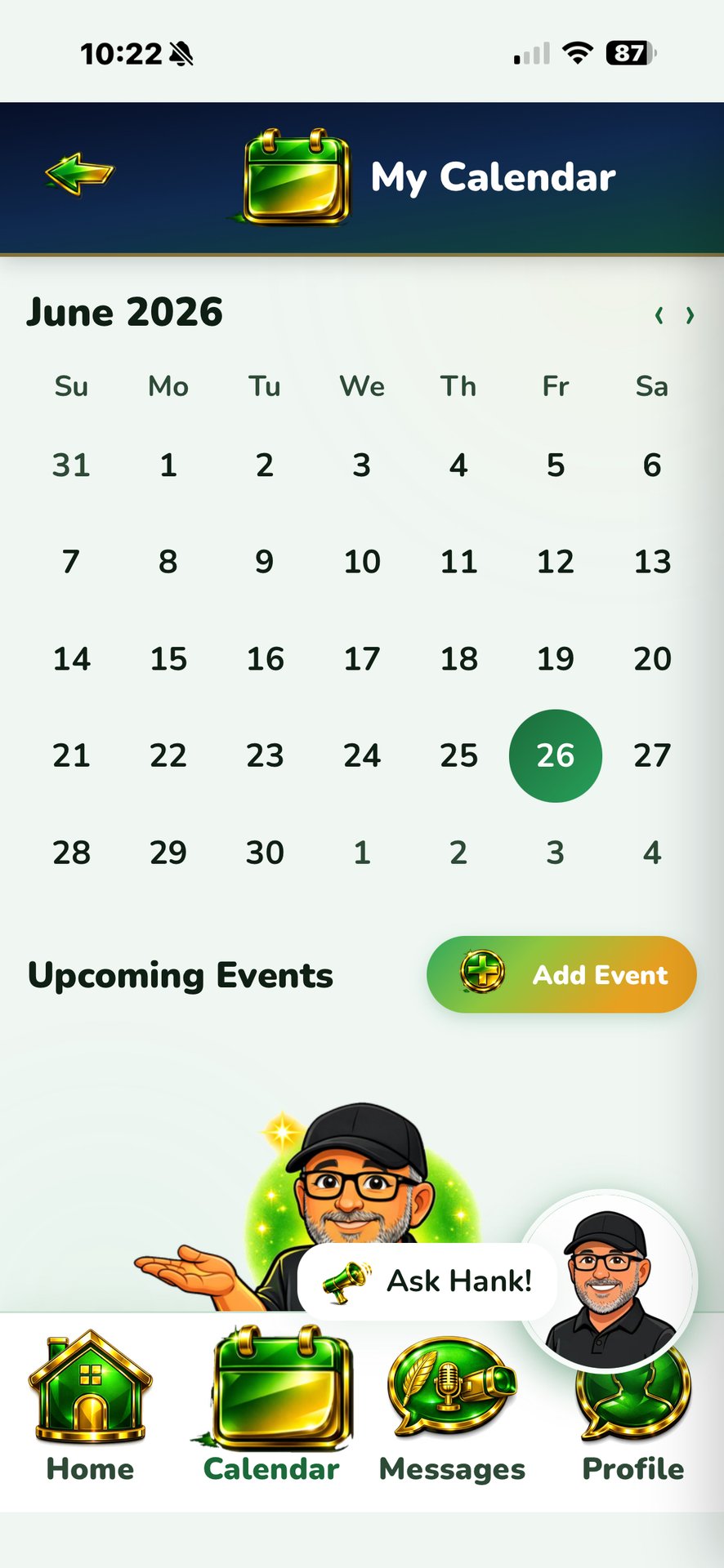 Your Calendar screen
